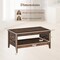 2-Tier Coffee Table with Open Storage Shelf and Woven Decor for Living Room